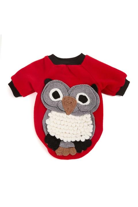 göktürk pati evi Daisy Baykuş Baskılı Polar Sweatshirt Kedi Ve Köpek Elbisesi