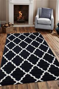 Saray Halı Luna Ozd11 Siyah / Beyaz 150x60 Cm Kesme Yolluk Halı