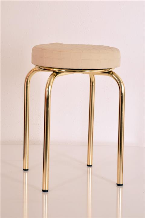 yılmaz masacılık 6 Adet Krem Deri Altın Profil Tabure Metal Tabure Mutfak Taburesi Kalın Tabure