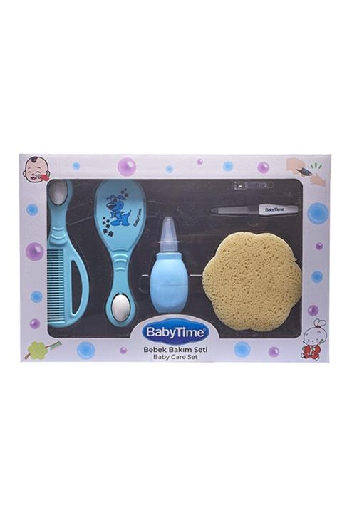 HB ANNE COCUK GİYİM Babytime Mavi 6 Parça Bebek Bakım Seti