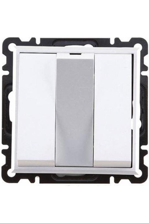 MAKEL Defne Beyaz Üçlü Anahtar Çerçevesiz