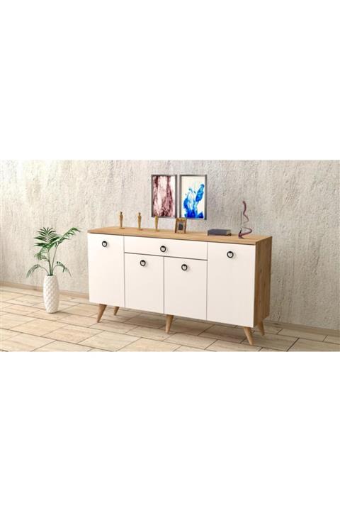 baramolife Çok Amaçlı Konsol, Çam Gövde & Beyaz Kapak,