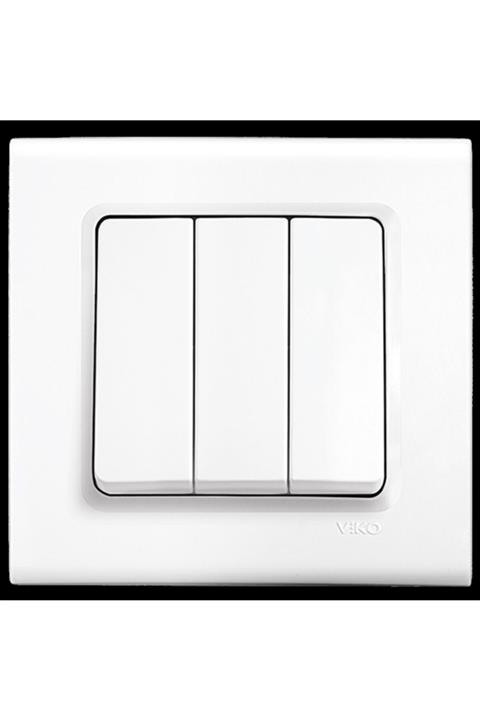 VİKO Beyaz Linnera Üçlü Anahtar Çerçevesiz
