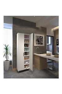 zerkaconcept Tamamı Mdf 8 Raflı Çok Amaçlı Mutfak Banyo Ayakkabılık Dolabı-50 cm