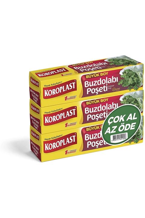 Koroplast 3'lü Çok Al Az Öde Buzdolabı Poşeti Büyük 20'li