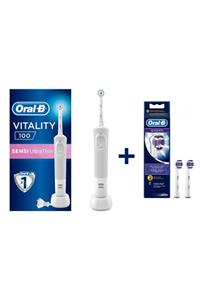 OralB D100 Vitality Sensi Ultra Thin Şarjlı Diş Fırçası Ve 2'li Yedek Başlık