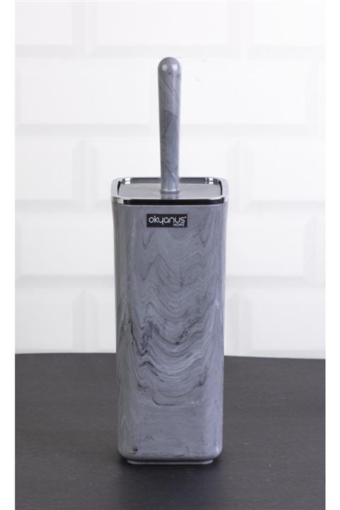 Okyanus Home Kromlu Kare Mermer Desenli Wc Fırçalık