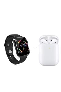 MAROX Siyah T500 Akıllı Saat Smart Watch + Airpods I12 Tws Kablosuz Kulaklık + İkili Kombin