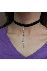 Fugusugu Tear Drops Kadife Choker