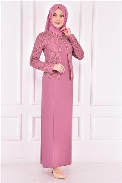 ModaMerve Gül Kurusu Bolerolu Elbise Asm23790