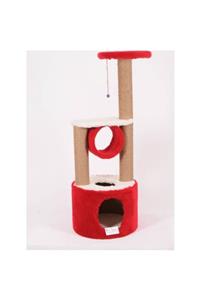 Cathause Cat Hause S05 Yuvalı Katlı Kedi Tırmalama Kırmızı 112 Cm