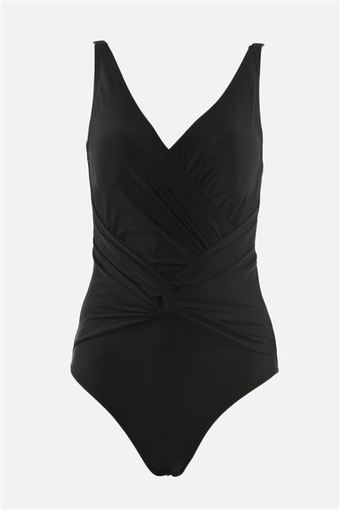 TRENDYOLMİLLA Siyah Büzgü Detaylı Mayo TBESS21MA0262