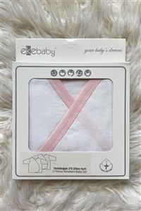 Ekebaby Unisex Bebek Beyaz Pembe Zıbın Seti 2'li