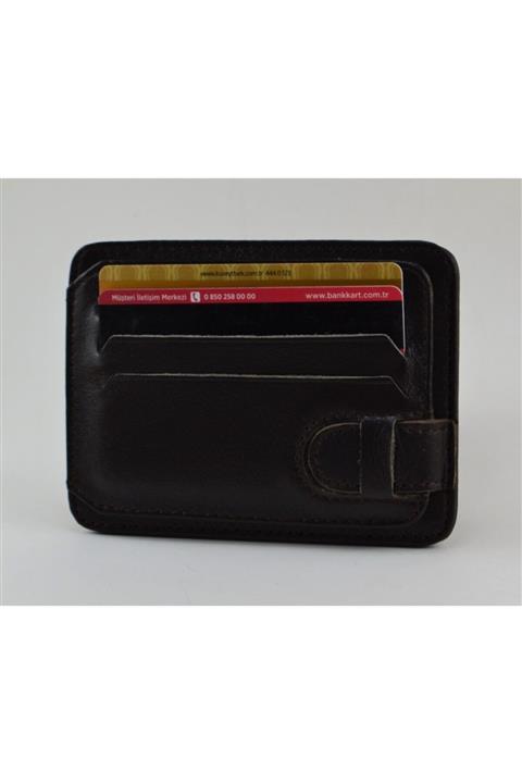 ÖZKA LEATHER Unisex Siyah Kemerli Deri Kartlık