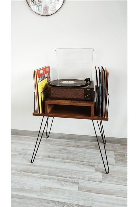 RMDSHOP Dekoratif Plak Ve Pikap Sehpası Metal Ayaklı