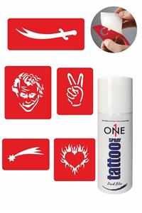 ONE SPRAY TATTOO Zafer Dövme Seti Dark Blue Sprey Ve 5 Desen 7708925