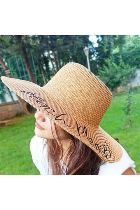 laviyonsa Beach Please Yazılı Hasır Kloş Şapka