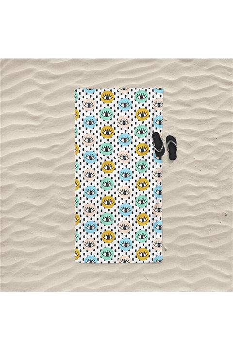 decoars Göz Figürlü Özel Tasarım Plaj Havlusu