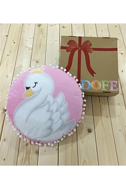 Dofekids Kuğu Pembe Dekoratif Yastık