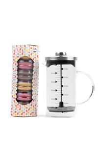 endorfia 600 Ml Ateşe Dayanıklı Borosilikat Cam French Press Ve Limonlu Frambuazlı Çikolatalı B2 Makaron