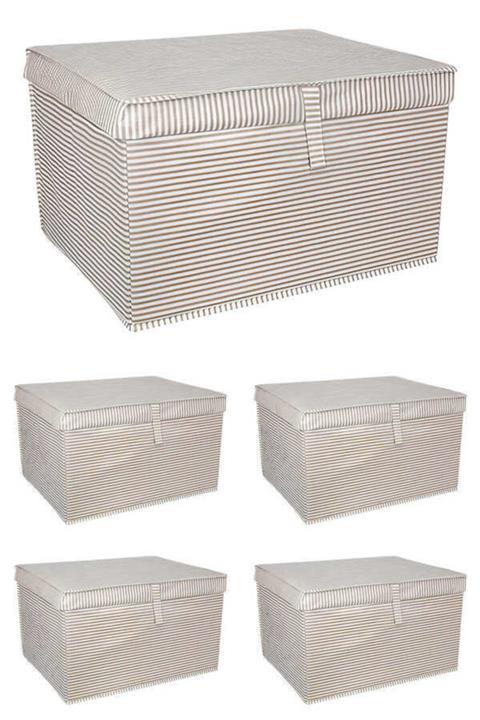 tofipashop 5 Adet Kapaklı Çok Amaçlı Çamaşır Saklama Düzenleme Hurç, Kutu Maxi 50x40x30 Kahv