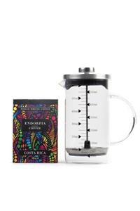 endorfia 600 Ml Ateşe Dayanıklı Cam French Press Ve 100 Gr Kostarika Kahve