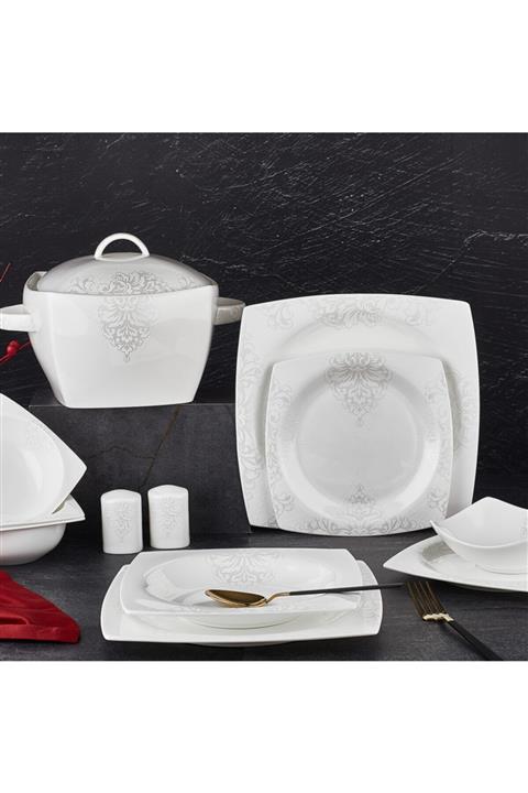 Aryıldız Bone Square Porselen 60 Parça Yemek Takımı 45007