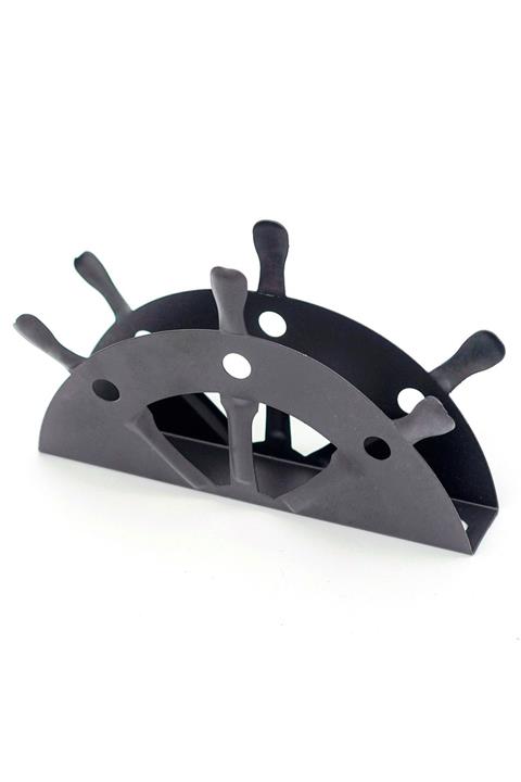 Manor Siyah Yarım Dümen Şekil Siyah Lüks Metal Peçetelik