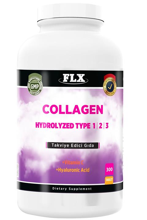 FLX Kollajen Tipleri Collagen Tip 1 Tip 2 Tip 3 Hyaluronik Asit Vitamin C 300 Tablet