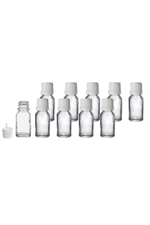 Borox Cam Damlalıklı Şişe - 10 Ml - Cam Numune Şişesi - 10cc Beyaz Kapaklı - 10 Adet/paket