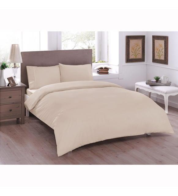 Taç Ranforce Basic Tek Kişilik Bej Nevresim Takımı Tek Kişilik