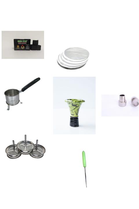 Günay Nargile Malzeme Seti Seramik Lüle Kömür