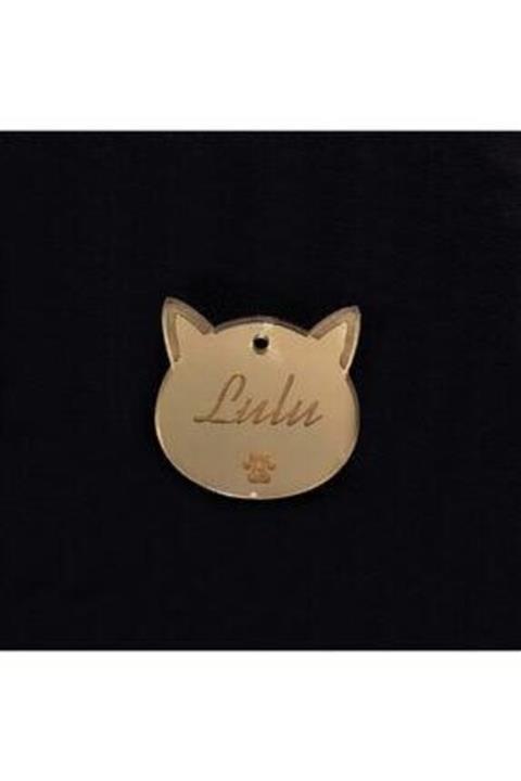 VERADİZAYN Gold Kedi Künye Isimlik Pleksi 2 Adet 3x3 Cm