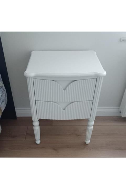 ROYS AHŞAP Ahşap B3513 Beyaz Mira Panjurlu Komodin