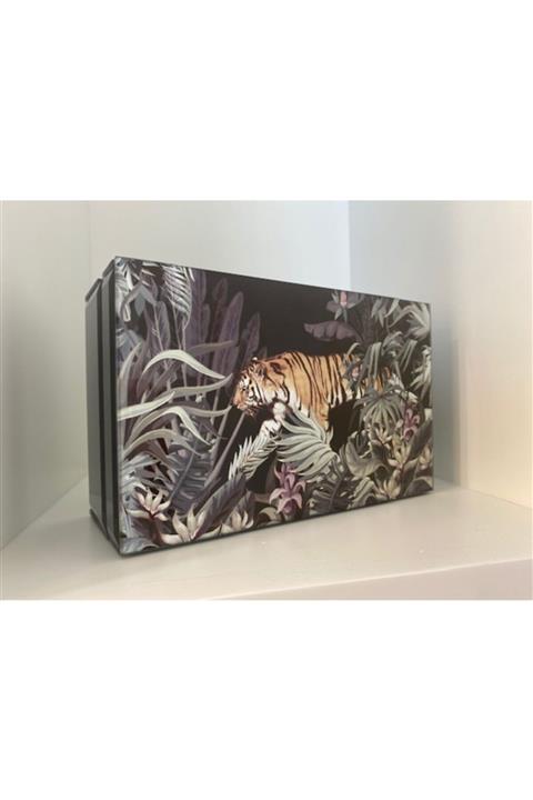 HomeWorks Siyah Ayna Leopar Mücevher Kutusu Orta Boy