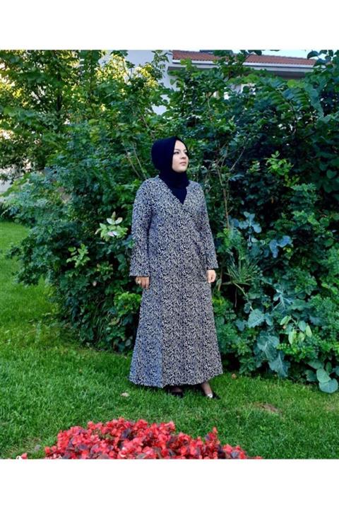 DEKOR EVİMDE Kadın Siyah Beyaz  Çıtır Desen Elbisesi