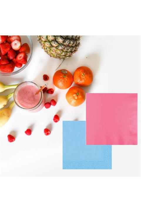 partisüs Pembe Mavi Düz Renk Peçete 2 Li Paket
