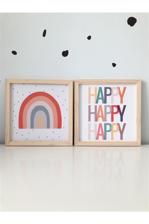Puu Design Çocuk Odası Gökkuşağı Happy Ahşap Çerçeve