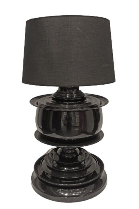 RAVİ Büyük Siyah Dekoratif Metal Abajur 70 Cm