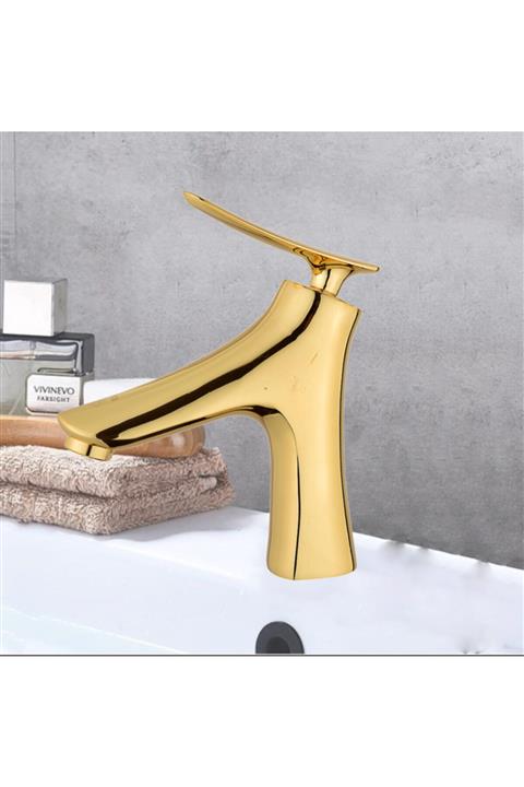 Mayaglory Moskova Serisi Mix Lavabo Bataryası Gold Renk %100 Pirinç Döküm Ağır Malzeme