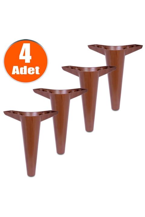 Badem10 Nobel Mobilya Kanepe Sehpa Puf Koltuk Ayağı Kahverengi Baza Ayak 20 Cm (4 Adet)