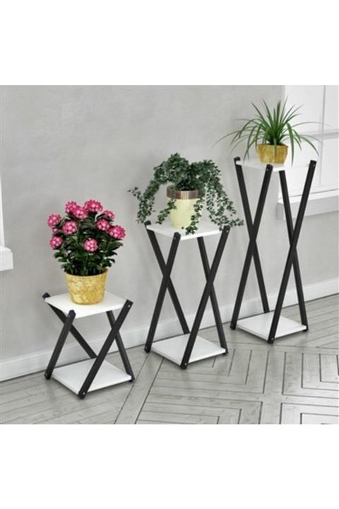 PeriDekor Modern Çapraz Siyah Üçlü Çiçeklik