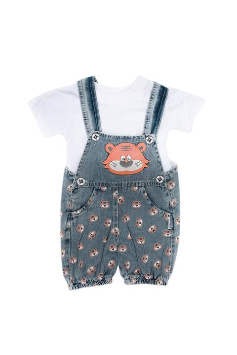 ipek atlas Unisex Kot Salopetli Cep Detaylı Elastik Bebek Takımı