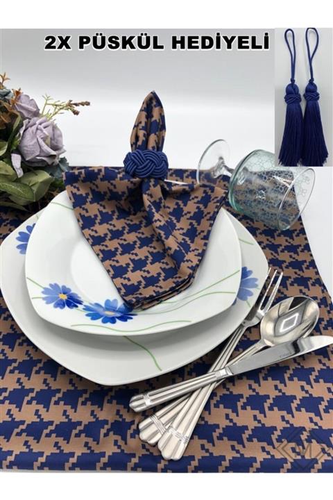 miraç tekstil Peçete Yüzük Halkası Hasır 6'lı Set Lacivert