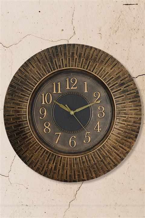Muyika Design Muyika Rella Bakır Eskitme Rengi Sessiz Mekanizmalı Vintage Style Dekoratif Duvar Saati 55x55cm