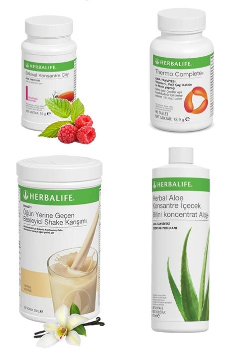 Herbalife Yağ Yakıcı Set - 1 Vanilya - 1 Ahududu Çay + Aloe Içecek + Thermo