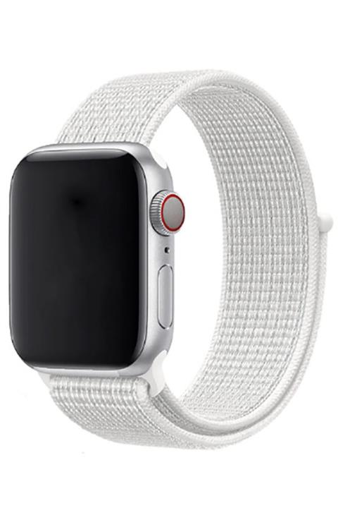 Apple Watch 1 2 3 4 5 6 Se 42 Mm Örgülü Lüks Kordon Summit White + Popsocket