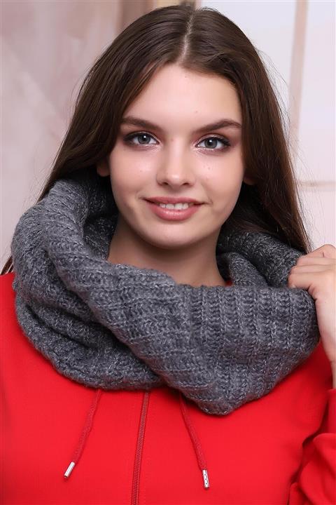 Deafox Gri Kadın Örme Boyunluk