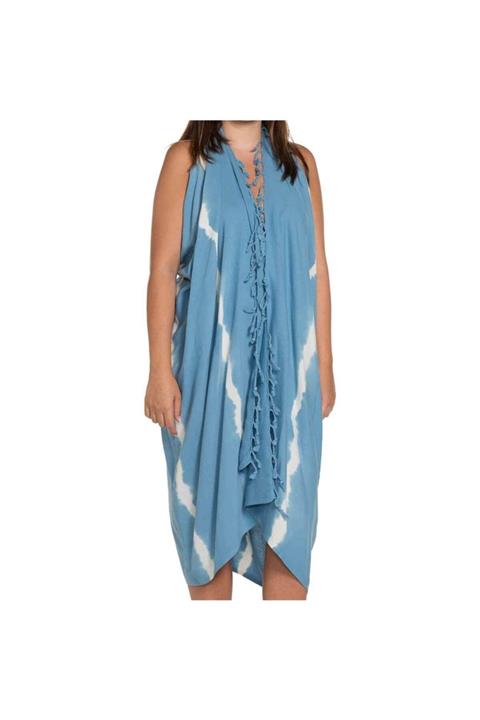 Hare Batik El Dokuması Bambu Pamuk  Plaj Elbisesi