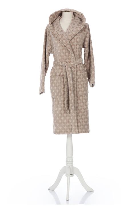 Özdilek Decora Kapüşonlu Kadife Bornoz Bej Xl Beden